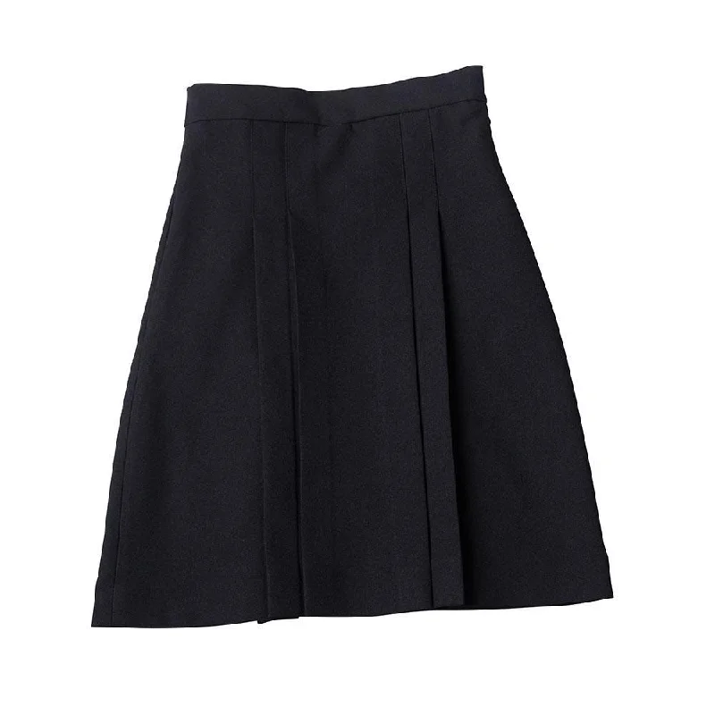 Affordable skirts with basic solid colors -Long Navy Pleated Skirt