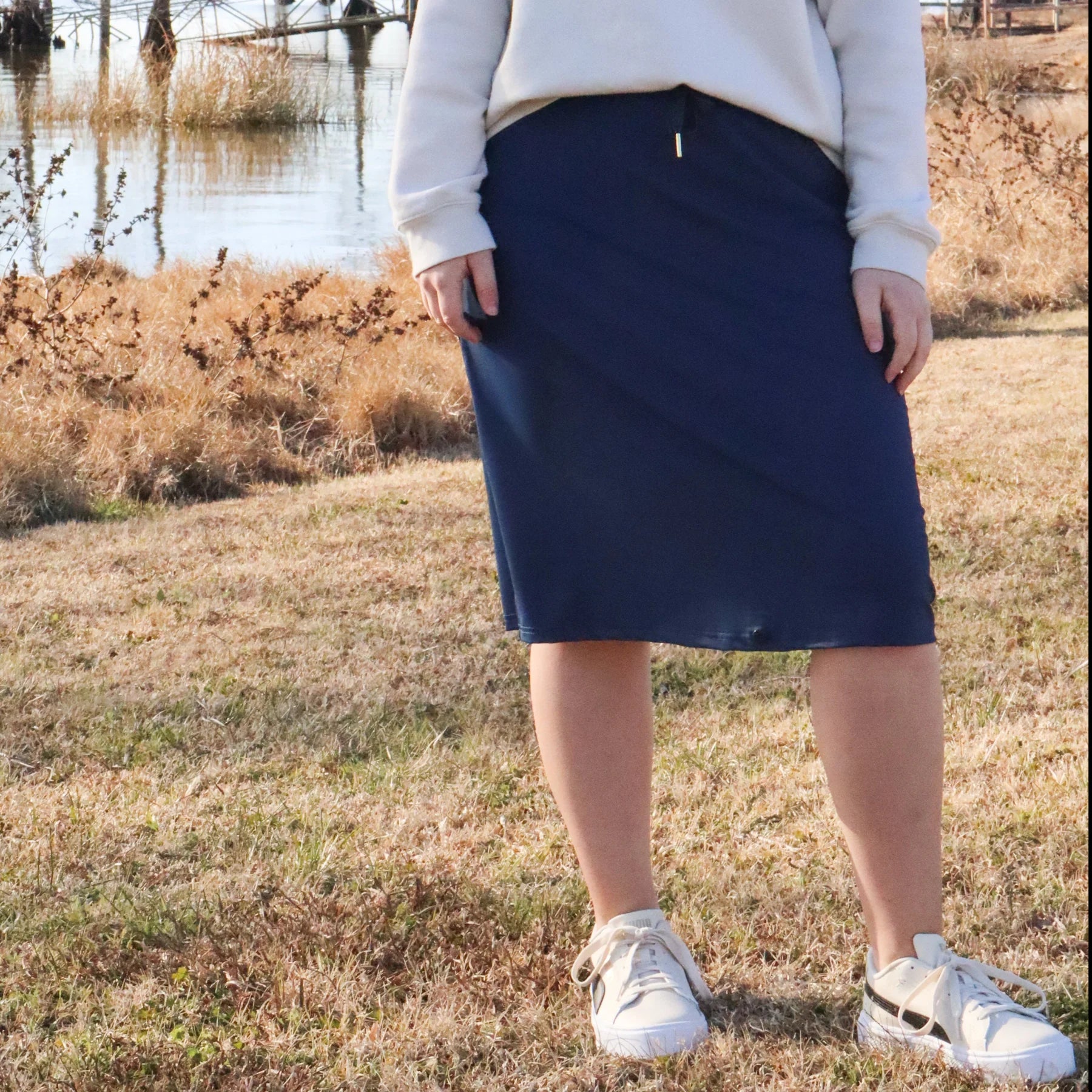 Durable cotton skirts for tough daily use -Stella Navy Athletic Skirt