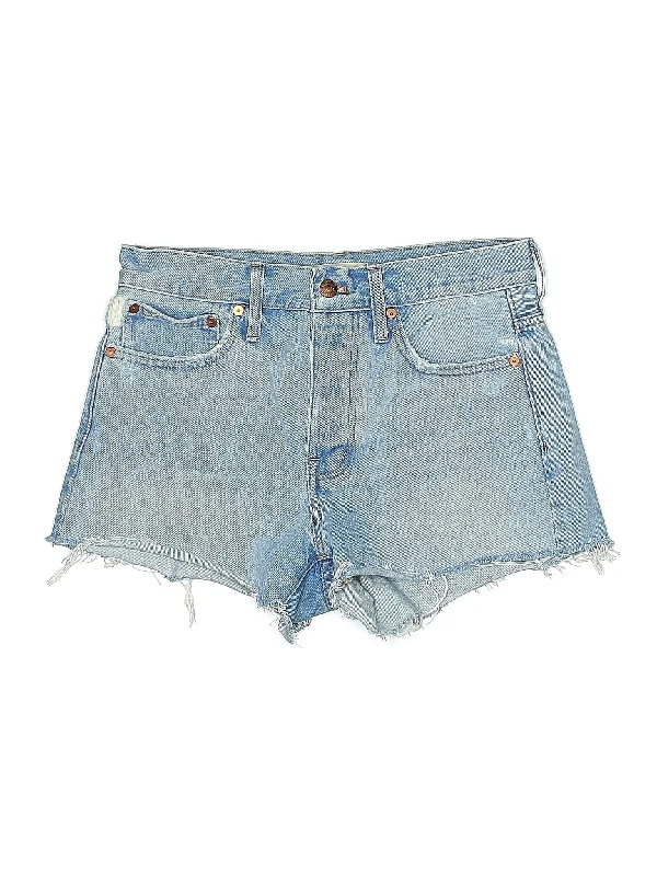 Cycling Shorts for Sports Activity -High-Rise Denim Shorts in Medium Wash