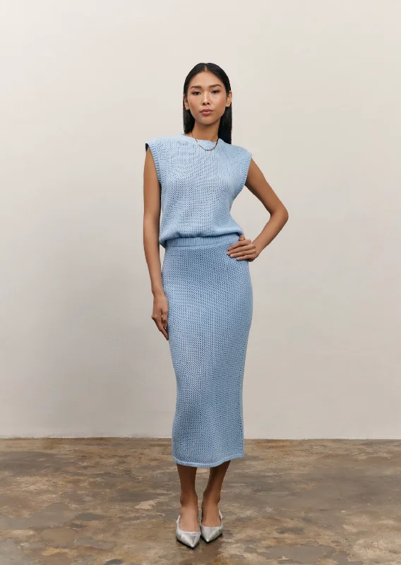 Dress Shorts for Semi-Formal -The Nina Midi Skirt- Blue