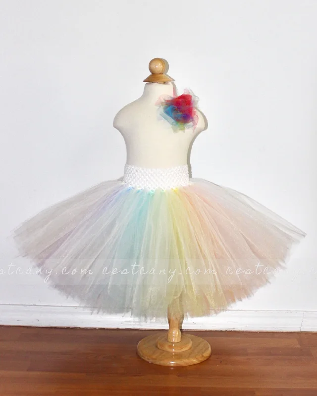 Bold skirts with bright color pops -Pastel Rainbow Kids Tulle Skirt