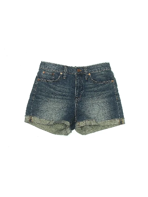 Ruffled Skirts for Girly -Low-Rise Denim Shorts in Medium Wash