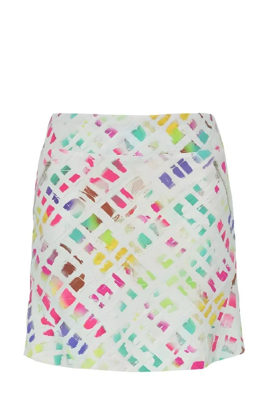 Golf Skort In White/pink/green