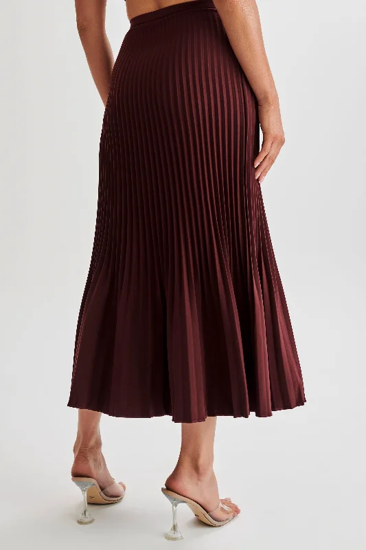 Affordable skirts for budget-friendly wardrobe updates -Twyla Pleated Suiting Maxi Skirt - Plum