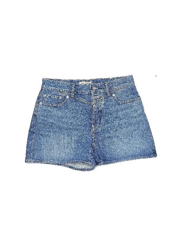 Solid Color Skirts for Simple -Mid-Rise Denim Shorts in Medium Wash