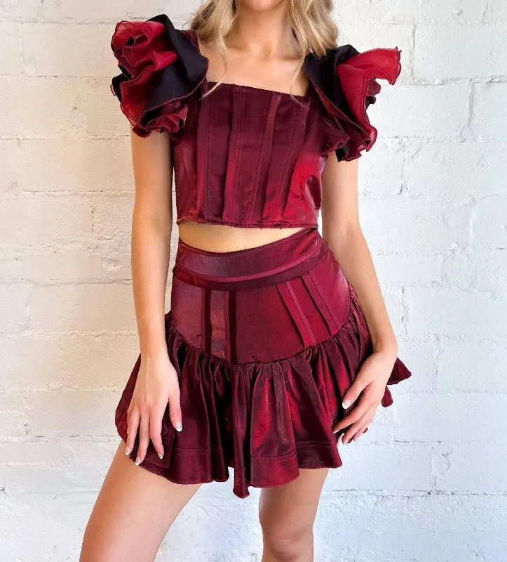 Hailey Cognac Skirt In Red