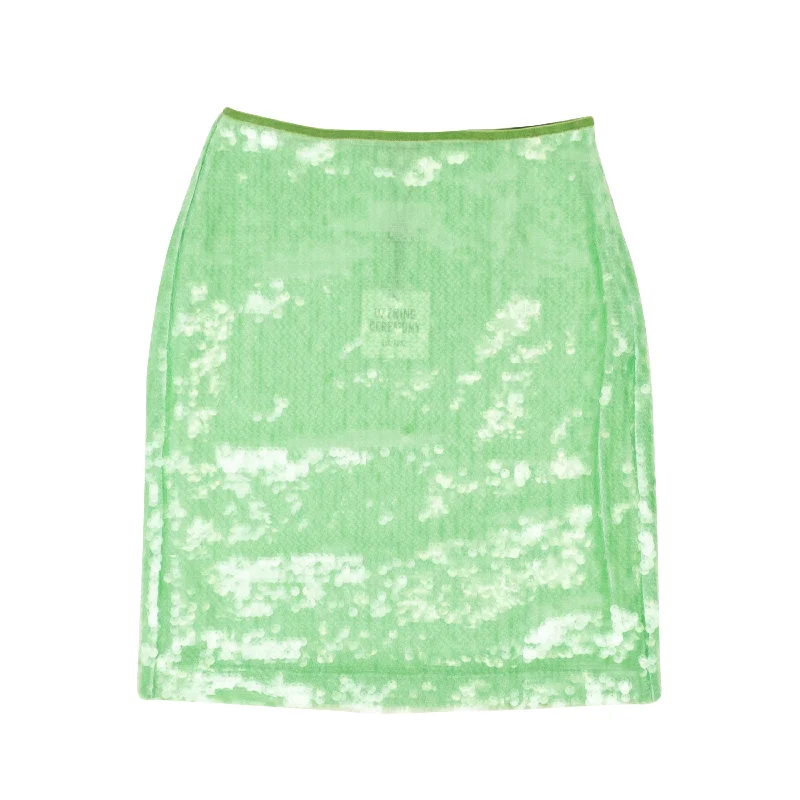 Sage Green Polyester Paillette Mini Skirt