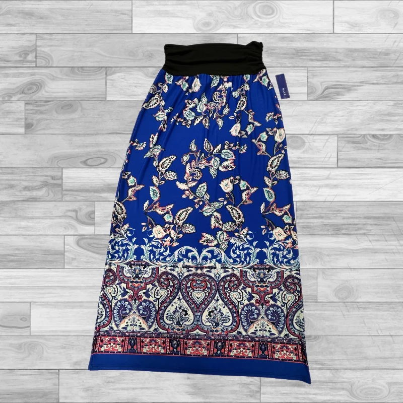 Patterned skirts with geometric print edge -Blue Skirt Maxi Apt 9, Size Xl