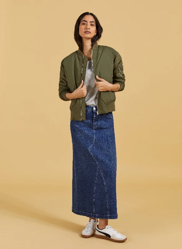 Durable skirts with reinforced seam strength -Nia Organic Stretch Denim Long Skirt