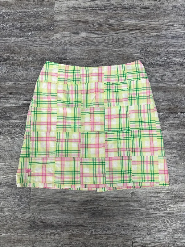 Soft skirts with gentle fabric drape -Green & Pink Skirt Midi Lilly Pulitzer, Size 2