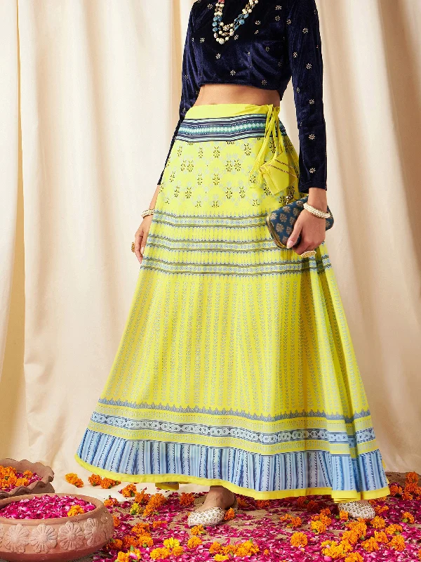 Bold skirts with bright color pops -Women Yellow Geometric Bias Flared Skirt