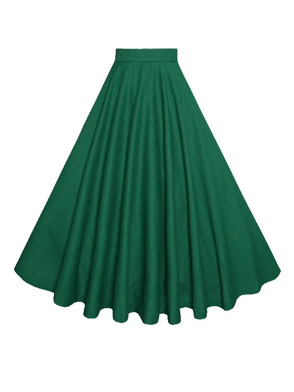 Bold skirts with metallic shimmer finish -MTO - Lindy Skirt in Forest Green Linen