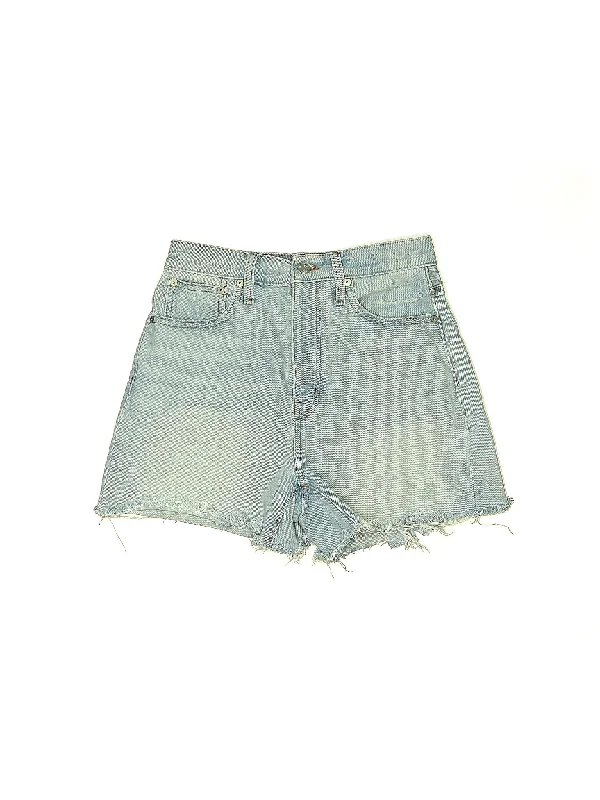 Studded Shorts for Edgy Look -Mid-Rise Denim Shorts in Light Wash