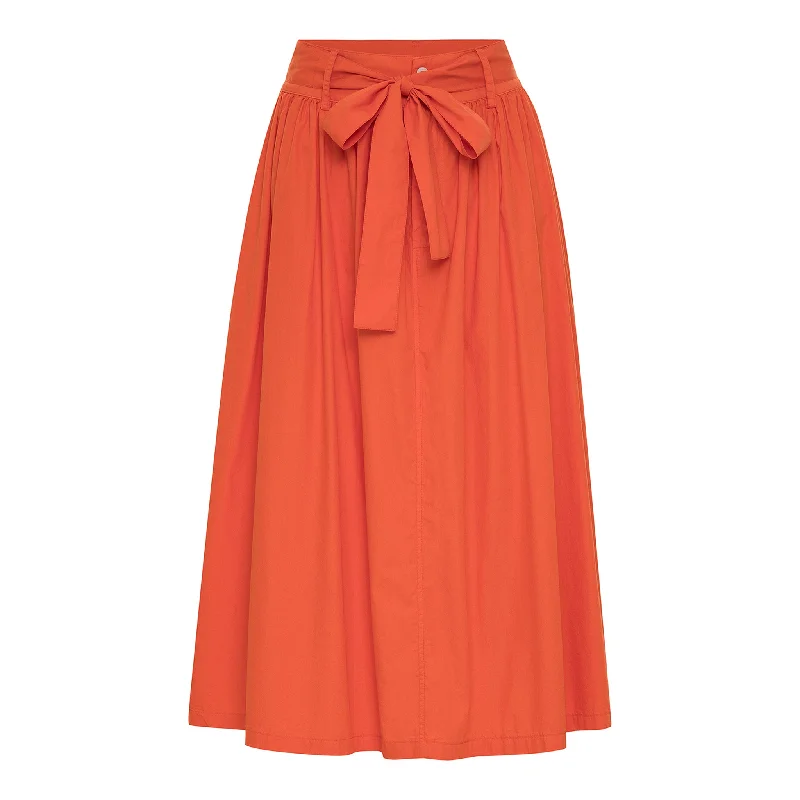 Flowy floral skirts for springtime elegance -Ruffle Midi Skirt - Orange