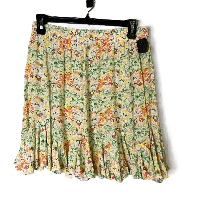 Affordable skirts with trendy slit details -Floral Print Skirt Midi By Loft, Size: L