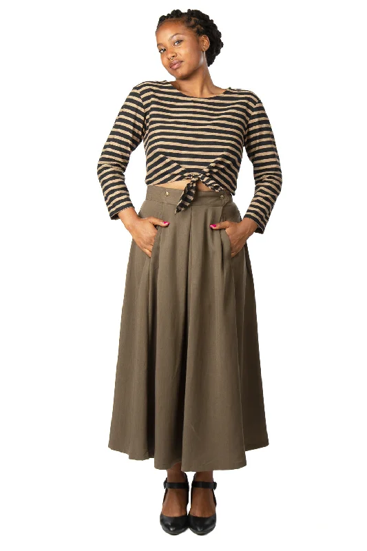 Soft linen skirts for gentle warm wear -Rue Skirt in Olive Tencel