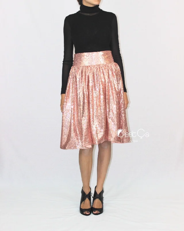 Soft cotton skirts for cozy comfort -Charlotte Blush Pink Sequin Skirt