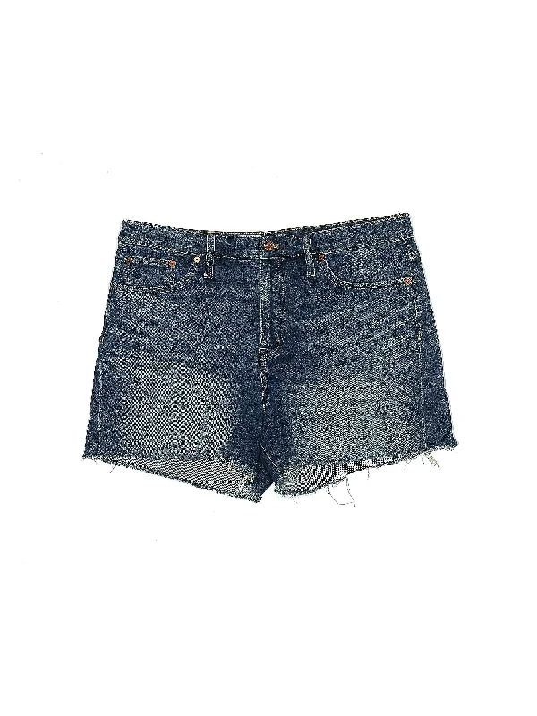 Buttoned Skirts for Stylish -High-Rise Denim Shorts in Medium Wash