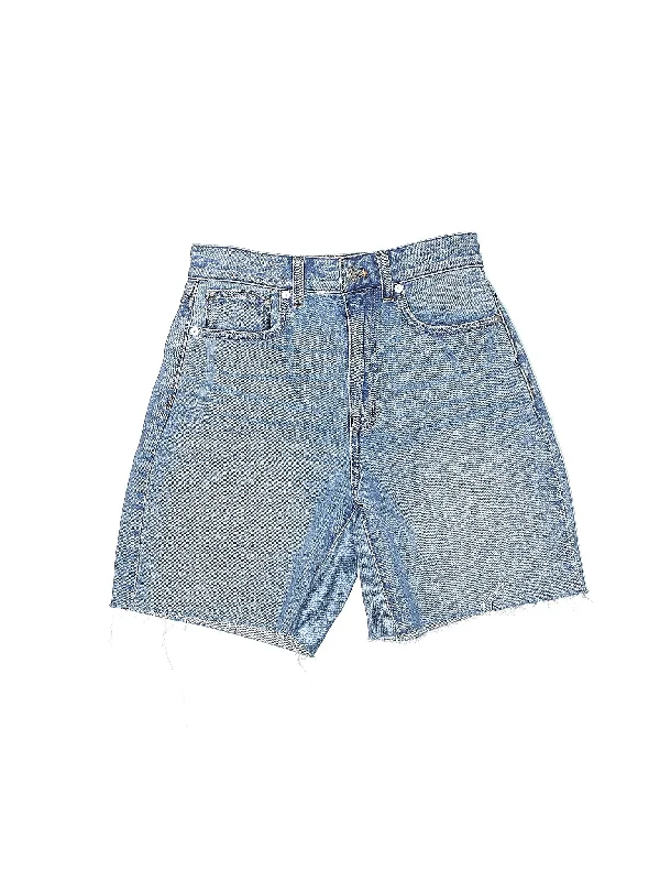 Red Skirts for Statement -High-Rise Denim Shorts in Medium Wash