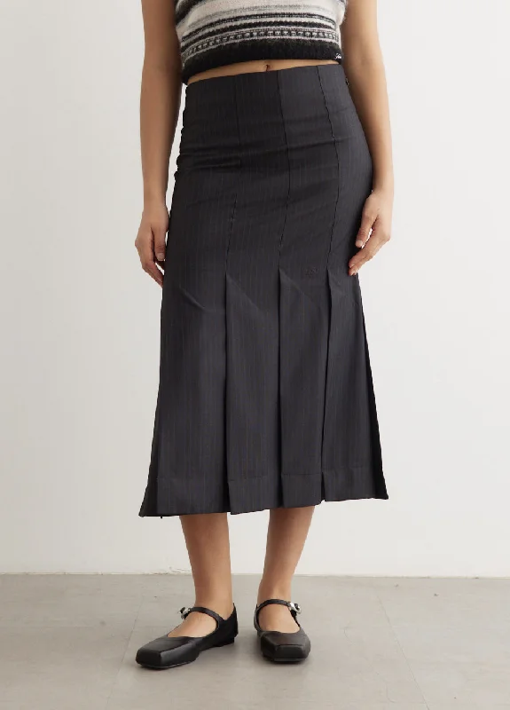 A-line mini skirts for fun flirty looks -Melange Stripe Suiting Midi Skirt