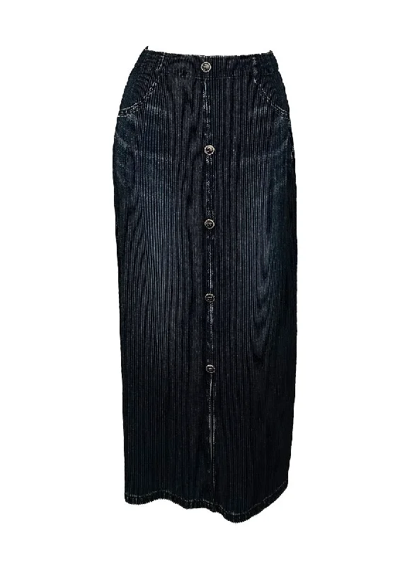 Durable skirts for active lifestyle needs -D240050 Pleated Front Button & Slit Skirt *Last Piece