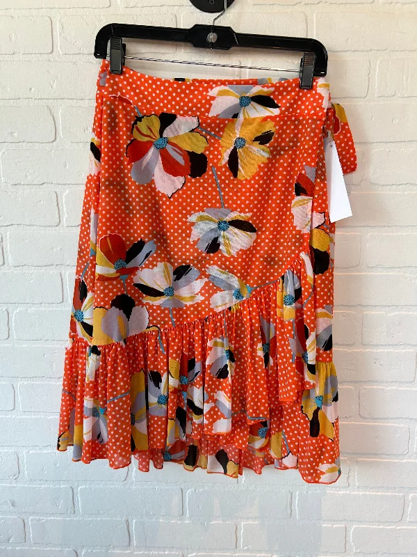 Bold skirts with metallic shimmer finish -Orange & White Skirt Mini & Short Cabi, Size M