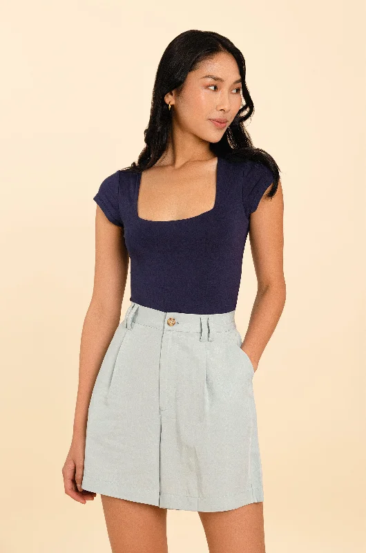 Brown Skirts for Earthy -The Thea Shorts - Blue