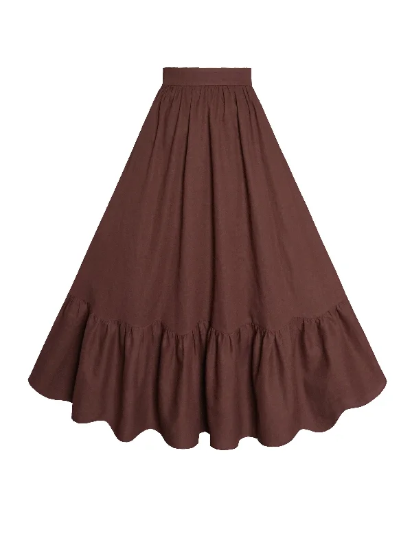 Soft cotton skirts for cozy comfort -MTO - Rosita Skirt in Walnut Linen